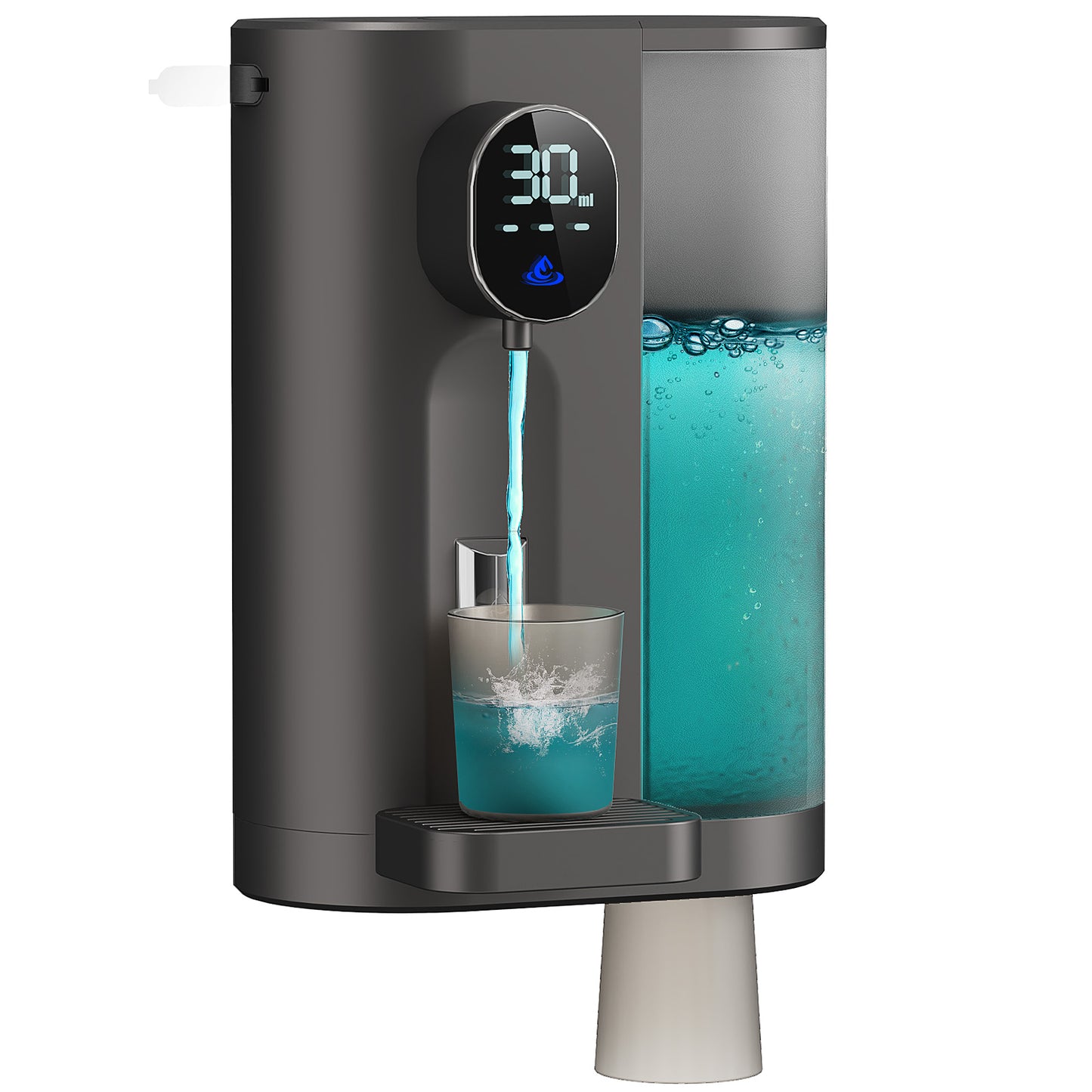 Oylik Automatic Mouthwash Dispenser for Bathroom with 2 Magnetic Cups,4 Levels and LED Screen-Dark Gray