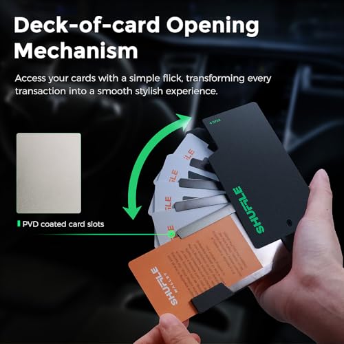 SHUFFLE LIFE Wallet for Men,Deck-of-Cards Opening,Slim Minimalist Men Wallet with RFID Blocking,Titanium Card Holder Wallet & Money Clip for Men