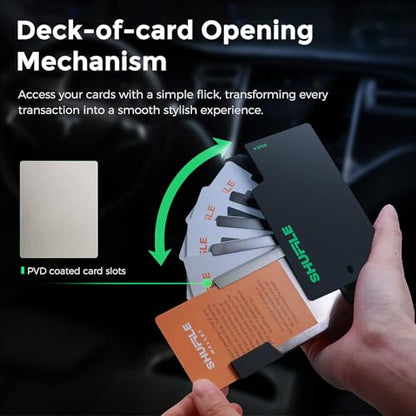 SHUFFLE LIFE Wallet for Men,Deck-of-Cards Opening,Slim Minimalist Men Wallet with RFID Blocking,Titanium Card Holder Wallet & Money Clip for Men