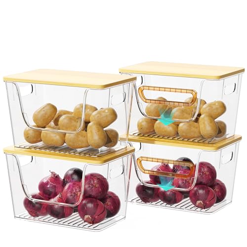 Oylik Kitchen Pantry Organizers and Storage,Potato Onion Storage Bin with Bamboo Top for Kitchen