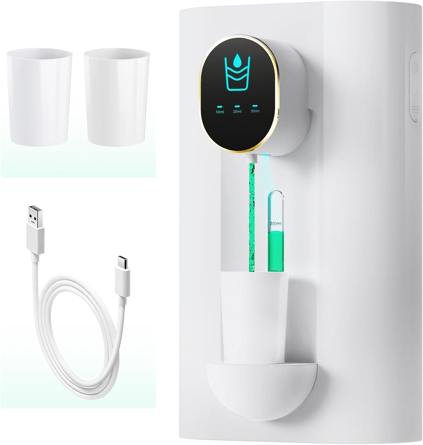 Oylik Automatic Mouthwash Dispenser 18.26 oz,Touchless,USB Rechargeable, 2 Magnetic Cups Included