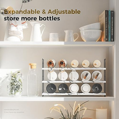 Oylik 3-tier Expandable Water Bottle Organizer for Cabinets, Width and Height Adjustable for Pantry