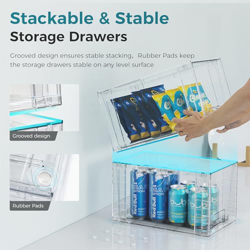 Large Stackable Storage Drawers, Clear Acrylic Organizer with Handle