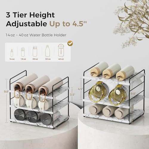 Oylik 3-tier Expandable Water Bottle Organizer for Cabinets, Width and Height Adjustable for Pantry