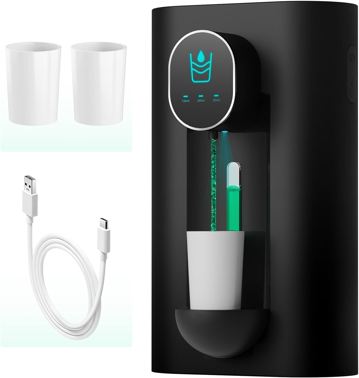 Oylik Automatic Mouthwash Dispenser 18.26 oz,Touchless,USB Rechargeable, 2 Magnetic Cups Included