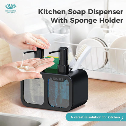 Oylik Dish Soap Dispenser for Kitchen Sink with Sponge & Brush Holder