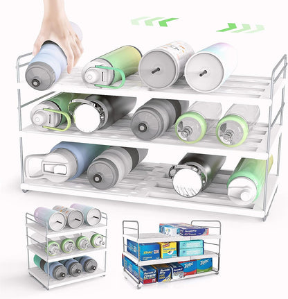 Oylik 3-tier Expandable Water Bottle Organizer for Cabinet, Width&Height Adjustable