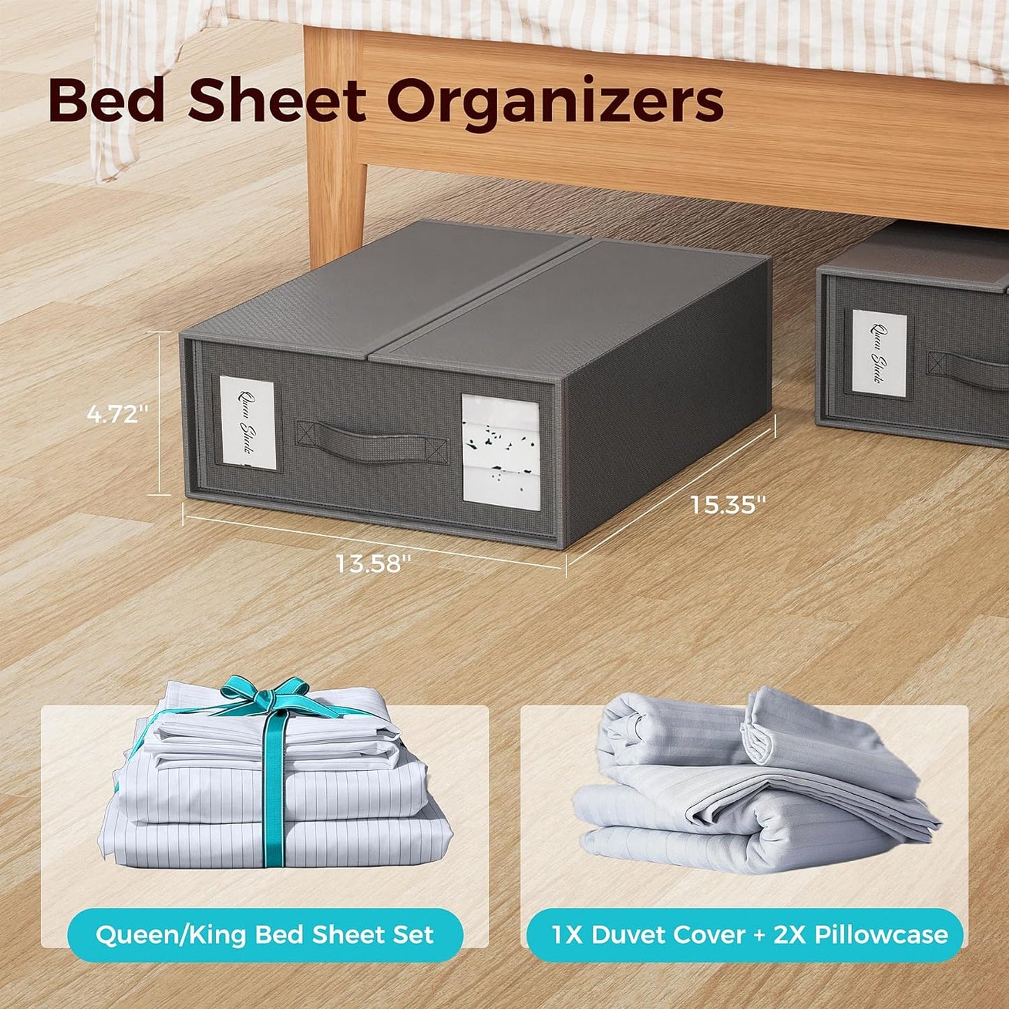 Oylik Foldable Bed Sheet Organizers and Storage (Queen or King Size) with Handle