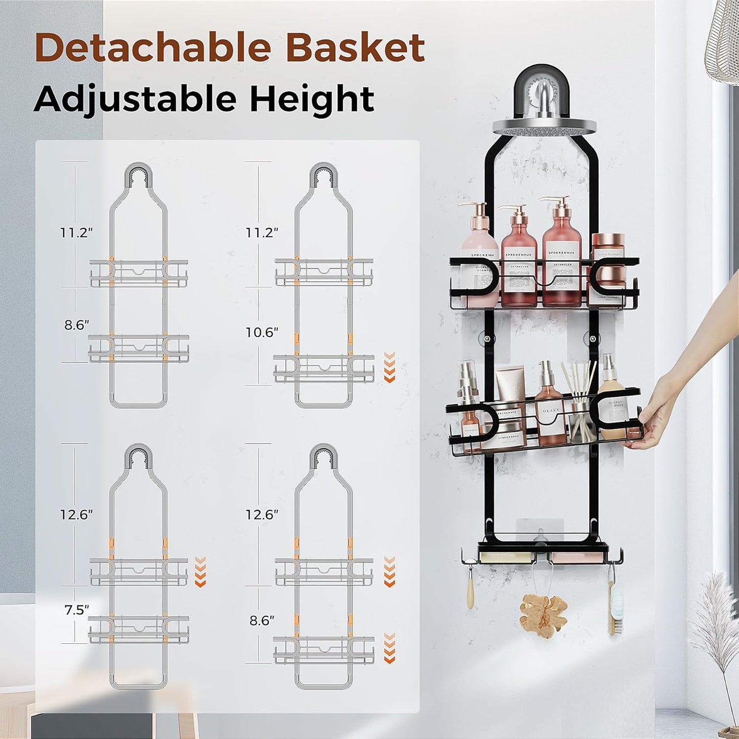 Oylik Shower Caddy Hanging Organizer,Rustproof Shower Racks for Inside Shower