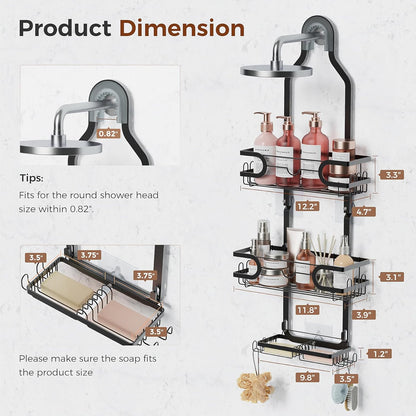 Oylik Shower Caddy Hanging Organizer,Rustproof Shower Racks for Inside Shower