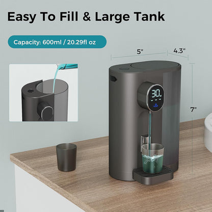 Oylik Automatic Mouthwash Dispenser for Bathroom with 2 Magnetic Cups,4 Levels and LED Screen-Dark Gray